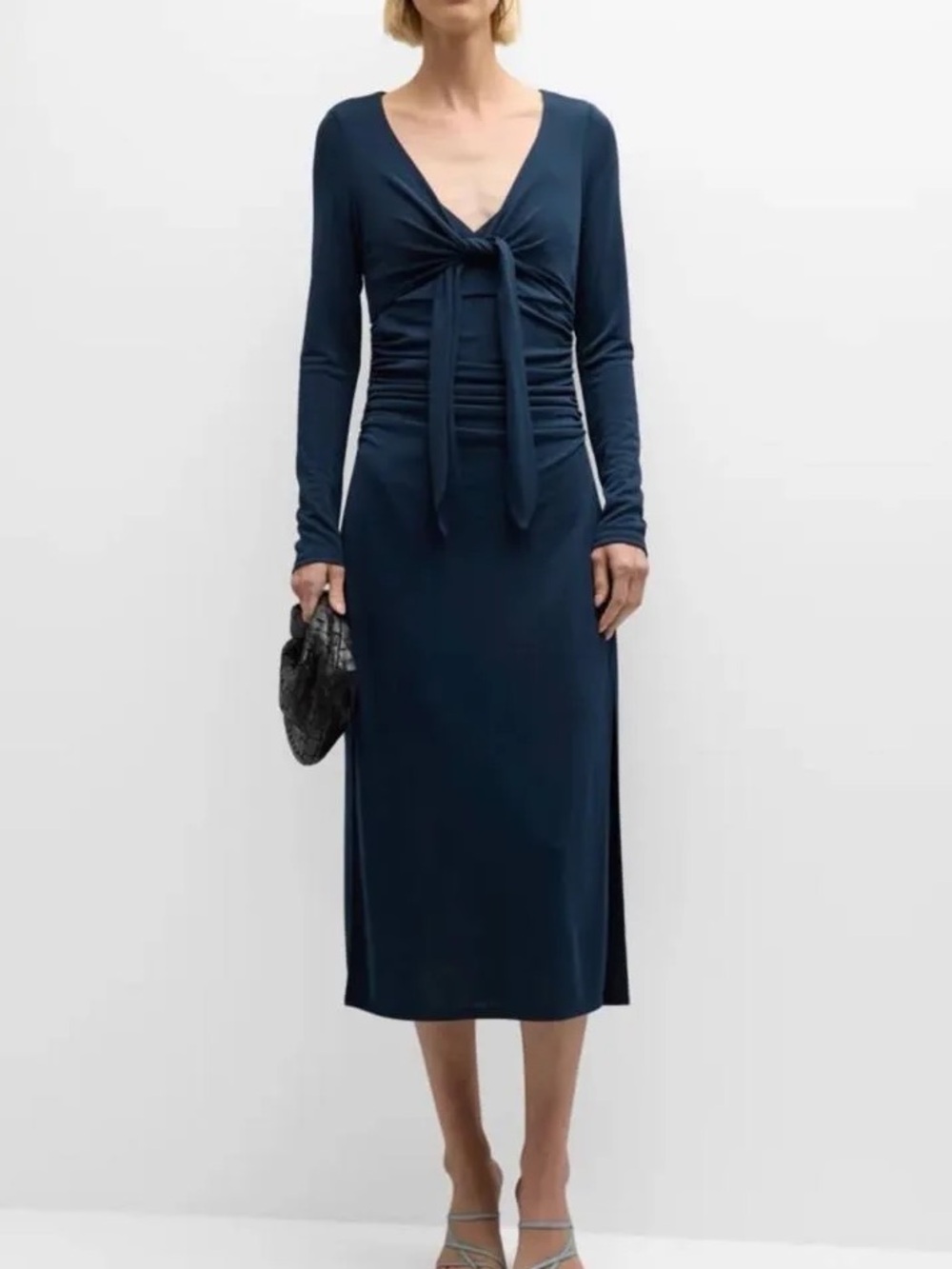 Cinq a Sept NWT Ruched Tie-Front Midi Brenna Dress